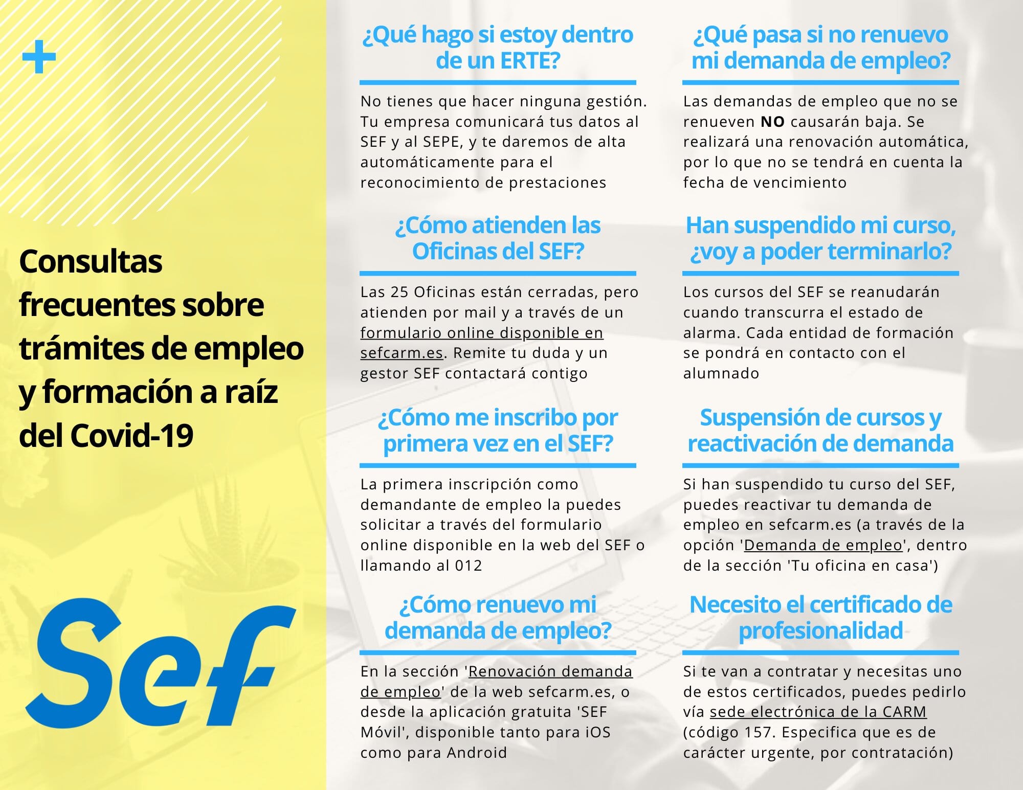 Preguntas frecuentes sobre trámites Servicio Regional de Empleo y Formación