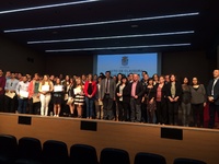 El director general del Servicio Regional de Empleo y Formación, Alejandro Zamora, durante la entrega de certificados profesionales a 79 alumnos de Molina de Segura
