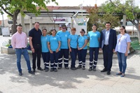 El director general del Servicio Regional de Empleo y Formación, Alejandro Zamora, durante su visita a desempleados de Ceutí que participan en programas de empleo de la Comunidad