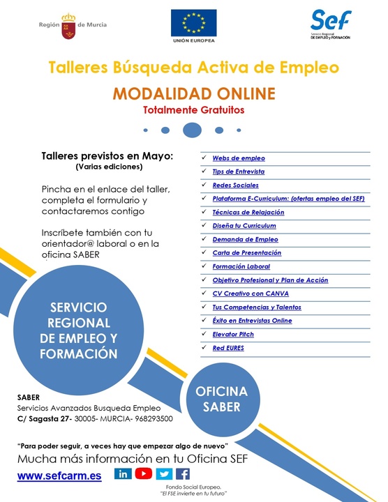 Cartel del programa de talleres online