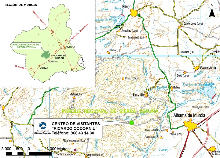 Mapa de acceso a Sierra Espuña
